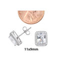 Sterling Silver Rectangle Halo Cubic Zirconia Stud