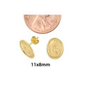 Virgin Mary Medallion Stud Earrings 10k Yellow Gol