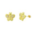 10k Yellow Gold Butterfly Stud Earrings Screwbacks