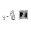 Sterling Silver Micropave Stud Earrings Black and 