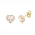 14k Yellow Gold CZ Small Heart Stud Earrings 5mm x