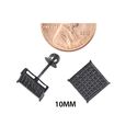 Hip Hop Earrings 10mm Black CZ Square Screwback St