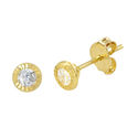 10k Yellow Gold 4mm Round CZ Earrings with Laser C