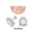 Sterling Silver Square Halo Cubic Zirconia Stud Ea