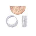 Huggie Earrings Hoops 14mm 3 Row CZ Sterling Silve