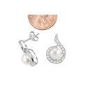 Pearl Earrings .925 Sterling Silver White Elegant 