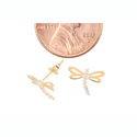 14k Yellow Gold CZ Small Dragonfly Stud Earrings 8