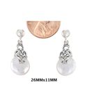 Sterling Silver Dangle Pearl Earrings Ornate Filig