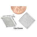 Sterling Silver Mens Stud Earrings Large Square Cu