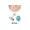 Larimar Stud Earrings 925 Sterling Silver 9mm x 7m