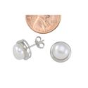 Pearl Stud Earrings 11mm White Freshwater Pearl .9