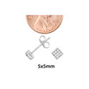 Sterling Silver Stud Earrings Mini Square Dome Cle