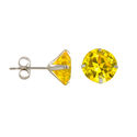 10k White Gold Citrine CZ Stud Earrings Cubic Zirc