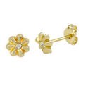 10k Yellow Gold CZ Cubic Zirconia Flower Earrings 