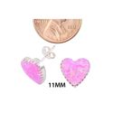 Opal Stud Earrings Iridescent Pink 11mm Heart Hand