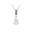 Sterling Silver Marcasite Necklace with Clear CZ C