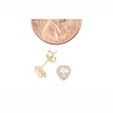 14k Yellow Gold CZ Small Heart Stud Earrings 5mm x