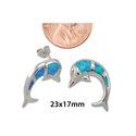 Opal Jumping Dolphin Stud Earrings 925 Sterling Si