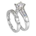 Bridal Ring Set High Polish Sterling Silver 7mm Cu