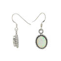 Opal Gemstone Dangle Earrings Sterling Silver Whit