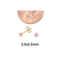 10k Yellow Gold Square Pink CZ Stud Earrings Cubic