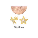 Star Stud Earrings 10k Yellow Gold Pave Cubic Zirc