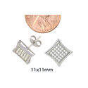 Sterling Silver Micropave Stud Earrings Kite Shape