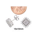 Sterling Silver Micropave Stud Earrings White Cubi