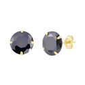 14k Yellow Gold Black Cubic Zirconia Stud Earrings