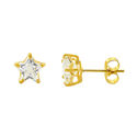 10k Yellow Gold Clear CZ Star Stud Earrings with P