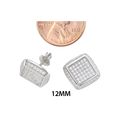 .925 Sterling Silver Mens Stud Earrings Clear CZ S