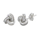 Sterling Silver Micropave Love Knot Stud Earrings 