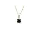 Black Diamond Pendant Necklace Sterling Silver, 18