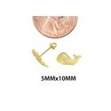 10k Yellow Gold Whale Stud Earrings Screwbacks Whi