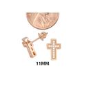 Cross Screwback Earrings Rose Gold Plated Pave CZ 