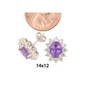 Amethyst Gemstone Flower Stud Earrings 925 Sterlin