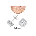 Sterling Silver Rounded Square CZ Stud Earrings Mi