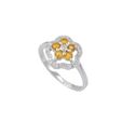 Sterling Silver .05ct Genuine Diamond Ring Flower 