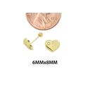 10k Yellow Gold CZ Heart Stud Earrings Screwbacks 