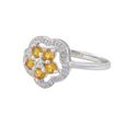 Sterling Silver .05ct Genuine Diamond Ring Flower 