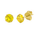 14k Yellow Gold Citrine Yellow Cubic Zirconia Stud