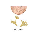 10k Yellow Gold Pegasus Flying Horse Stud Earrings