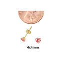 10k Yellow Gold Shadow Box Red Heart Stud Earrings