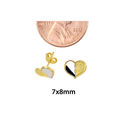 10k Gold Heart Earrings 2 Tone Yellow Gold and Whi