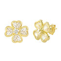 10k Yellow Gold Four Leaf Clover Stud Earrings wit