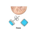 Sterling Silver Square Larimar Stud Earrings 7mm