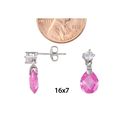 Sterling Silver Dangle Earrings Teardrop Pink Brio