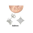 Sterling Silver Micropave Stud Earrings Kite Shape