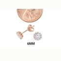 Fancy Stud Earrings Rose Gold Plated Pave White CZ