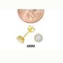 Fancy Stud Earrings Yellow Gold Plated Pave White 